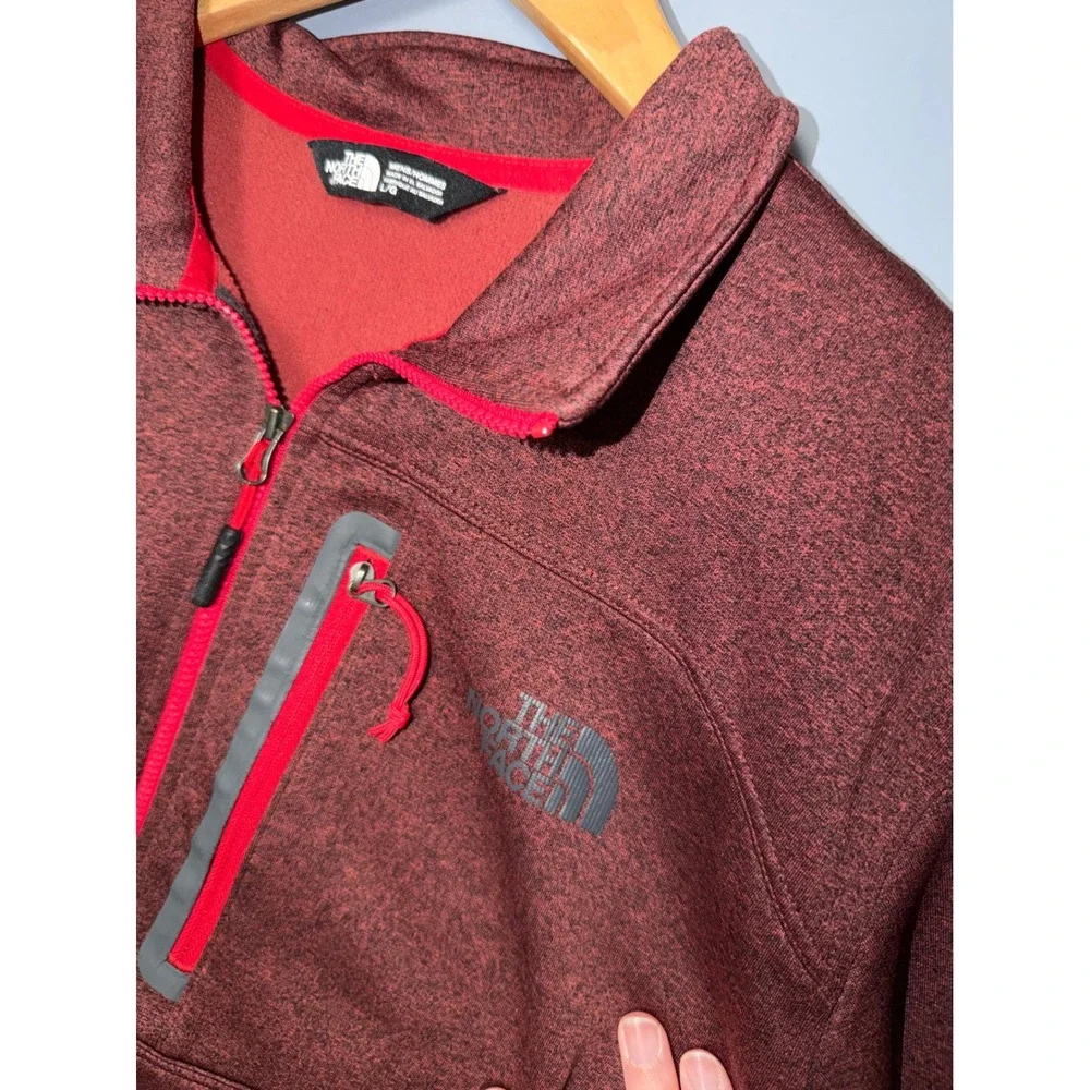 The North Face Mens Pullover Fleece Jacket Red‎ Heathered Size L G